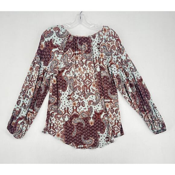 Willow Root Blouse Women s Size L Multi Floral Long Sleeve Tie Detail - Picture 11 of 15